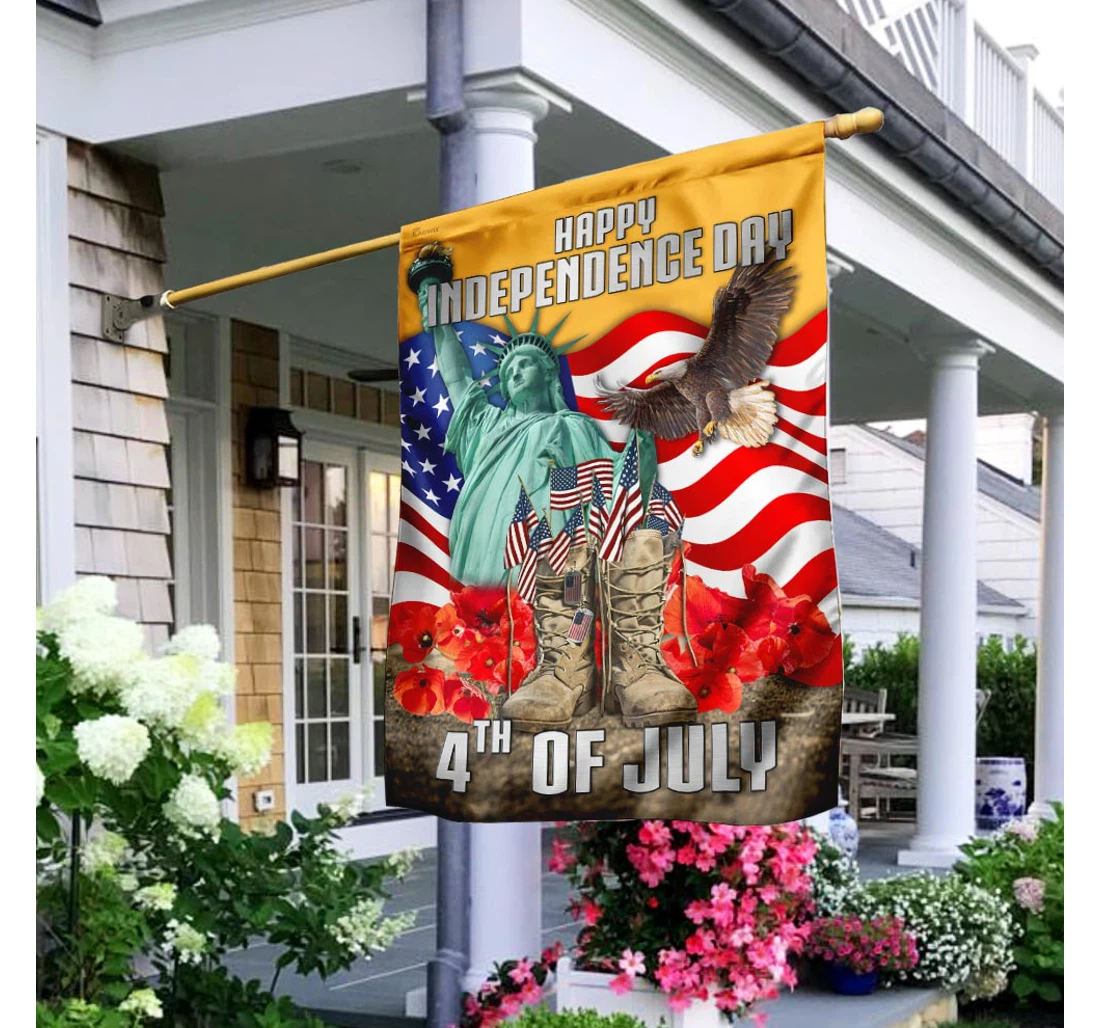 Veteran Happy Independence Day Happy Independence Day 4th Of July America Outdoor, Patriotic Printed Both-Sides, UV And Fade - Resistant Flag