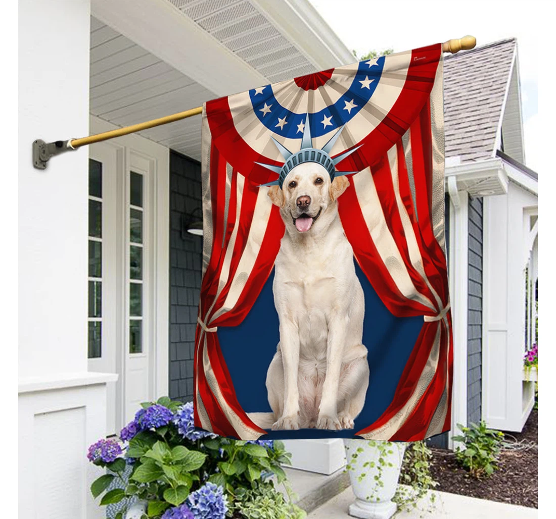 Yellow Labardor Retriever Happy Independence Day 4th Of July Bnn118fv1 Happy Independence Day 4th Of July America Outdoor, Patriotic Printed Both-Sides, UV And Fade - Resistant Flag