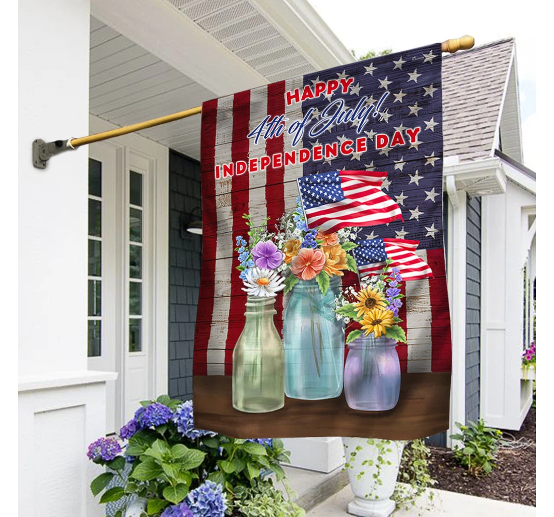 Independence Day Happy 4th Of July Bnn132f Happy Independence Day 4th Of July America Outdoor, Patriotic Printed Both-Sides, UV And Fade - Resistant Flag