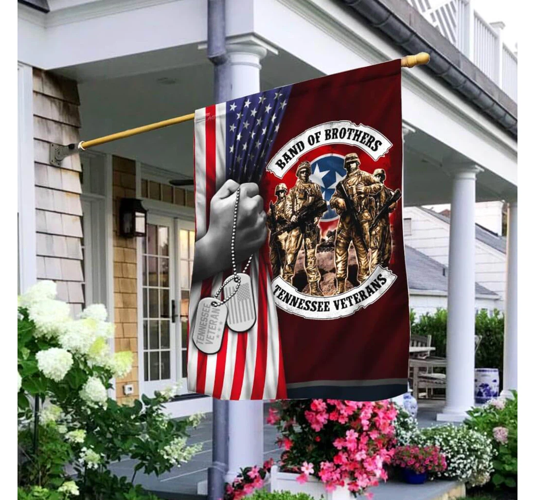Band Of Brothers Tennessee Veterans America Happy Independence Day 4th Of July America Outdoor, Patriotic Printed Both-Sides, UV And Fade - Resistant Flag