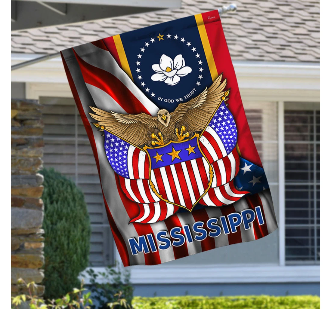 Mississippi State Eagle American Mlh2082f Happy Independence Day 4th Of July America Outdoor, Patriotic Printed Both-Sides, UV And Fade - Resistant Flag
