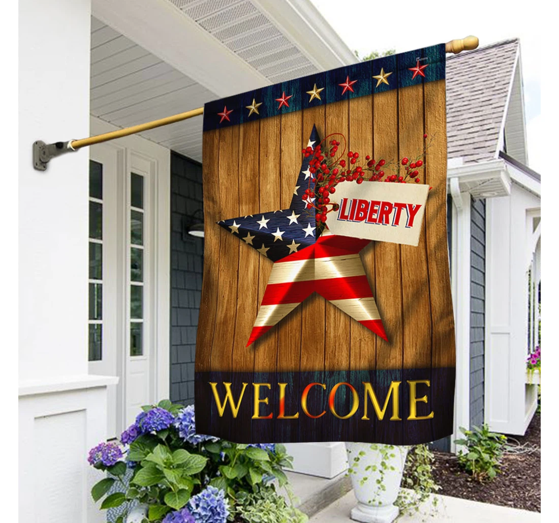 Happy July 4th Happy Independence Day Liberty Lnt215f Happy Independence Day 4th Of July America Outdoor, Patriotic Printed Both-Sides, UV And Fade - Resistant Flag