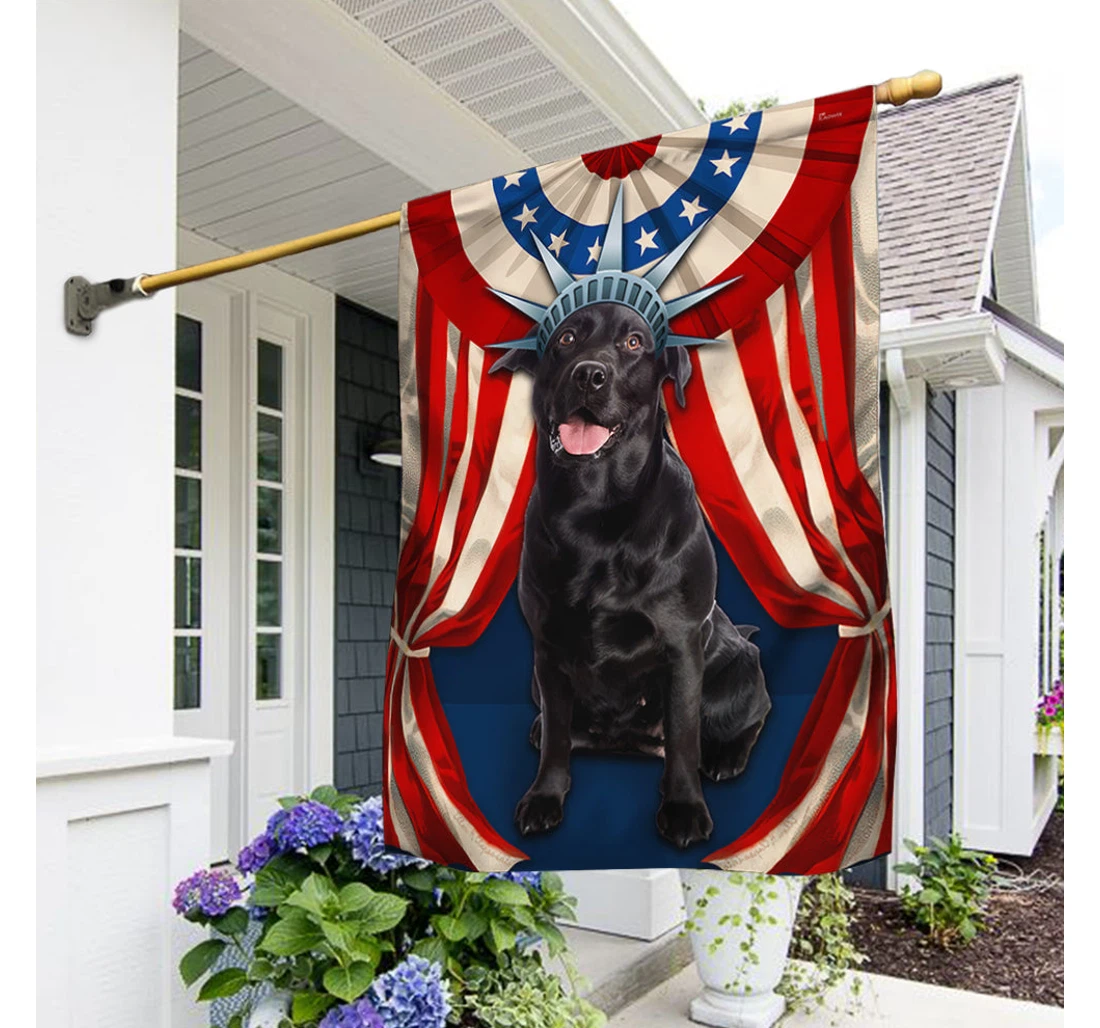 Black Labrador Retriever Happy Independence Day 4th Of July Bnn118fv5 Happy Independence Day 4th Of July America Outdoor, Patriotic Printed Both-Sides, UV And Fade - Resistant Flag