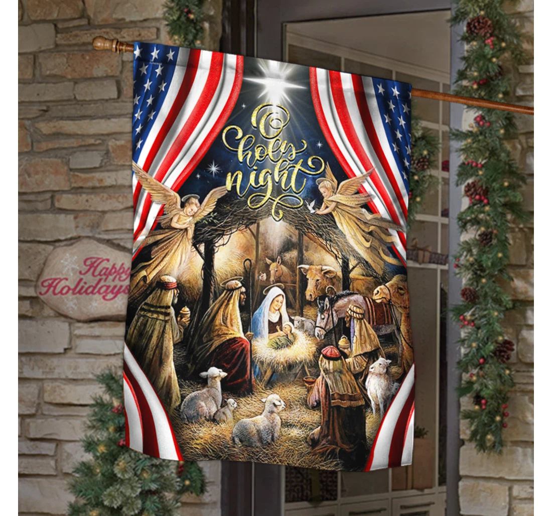 Christmas Silent Night Jesus Is Born Thh3502f Printed Both-Sides, UV And Fade - Resistant Flag