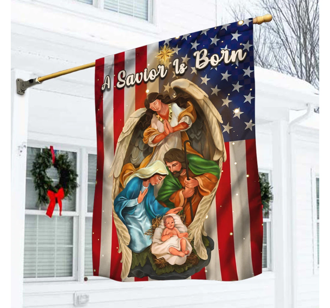 Jesus A Savior Is Born Anv362f Happy Independence Day 4th Of July America Outdoor, Patriotic Printed Both-Sides, UV And Fade - Resistant Flag