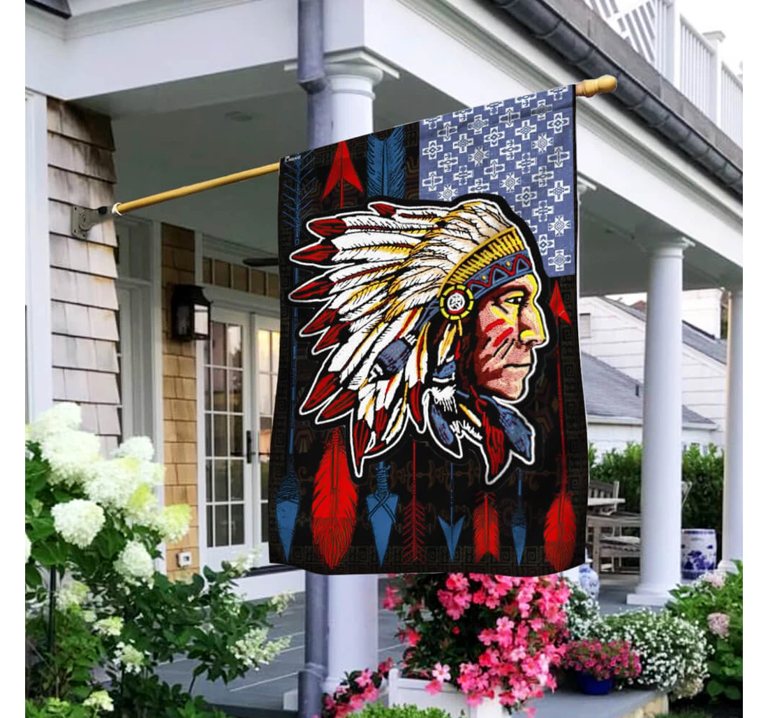 Native American Anchor Ntb262f Happy Independence Day 4th Of July America Outdoor, Patriotic Printed Both-Sides, UV And Fade - Resistant Flag