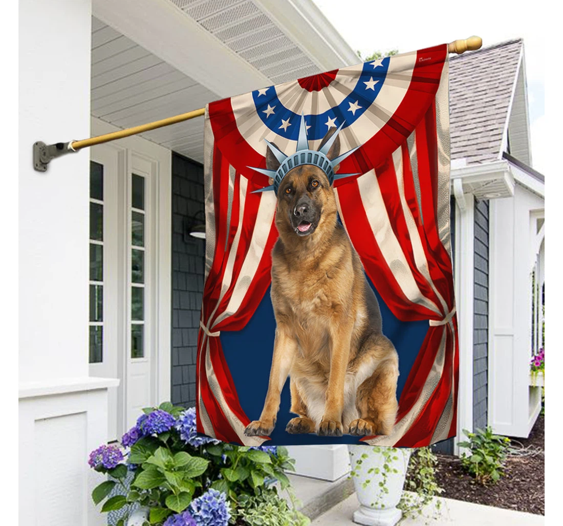 German Shepherd Happy Independence Day 4th Of July Bnn118fv4 Happy Independence Day 4th Of July America Outdoor, Patriotic Printed Both-Sides, UV And Fade - Resistant Flag