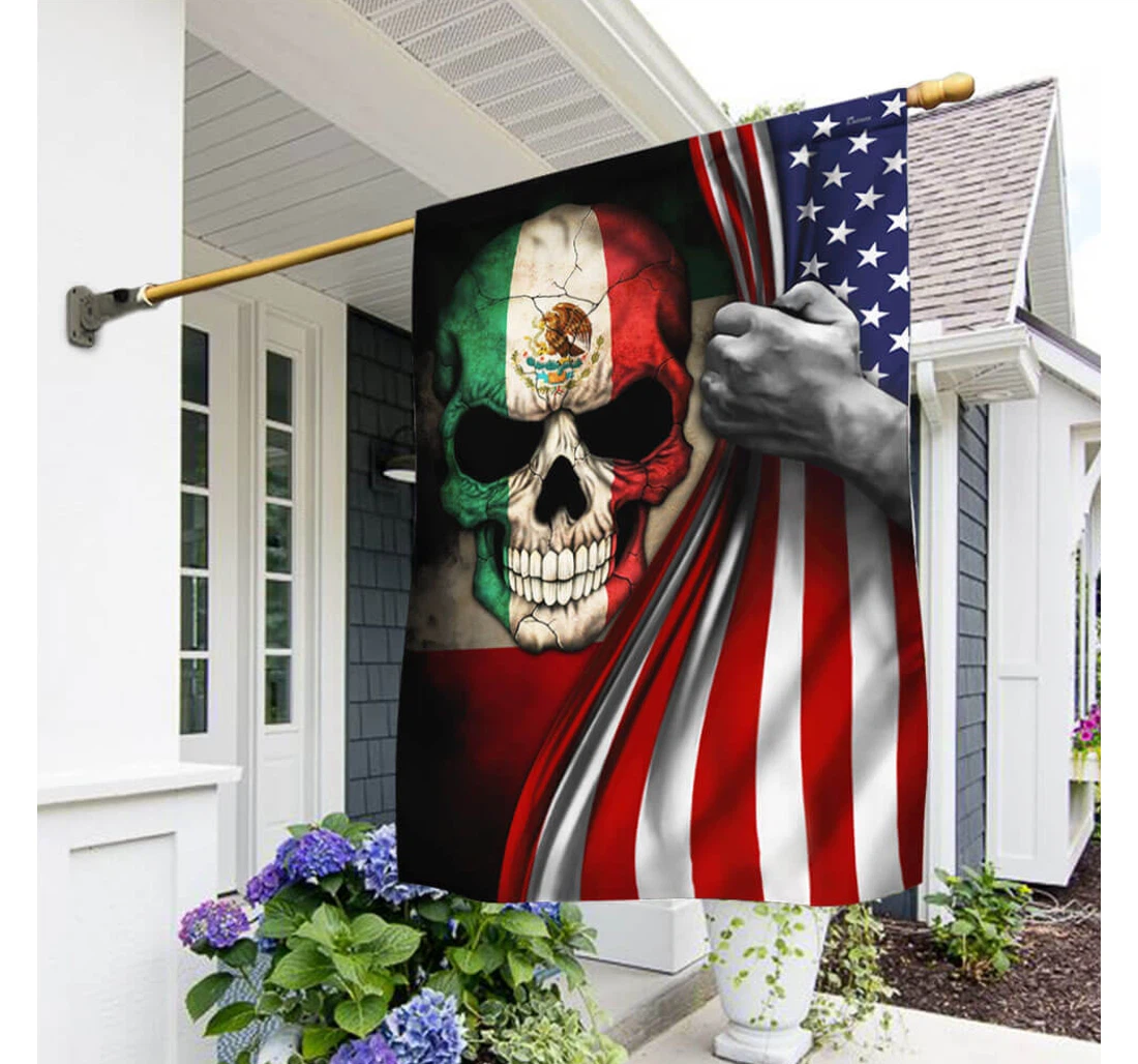Mexican American Skull Thb3467f Happy Independence Day 4th Of July America Outdoor, Patriotic Printed Both-Sides, UV And Fade - Resistant Flag