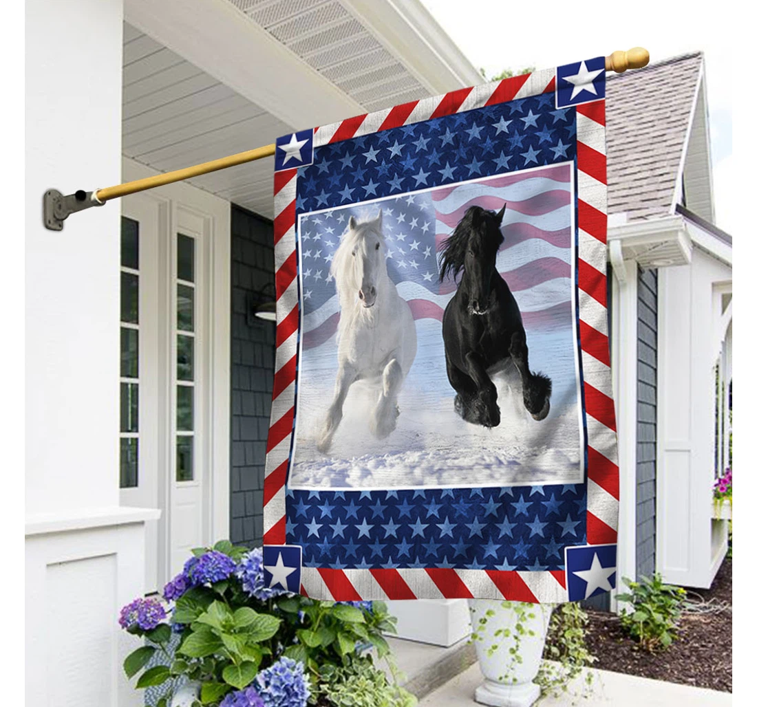 Clydesdale Horses Independence Mbh200f Happy Independence Day 4th Of July America Outdoor, Patriotic Printed Both-Sides, UV And Fade - Resistant Flag