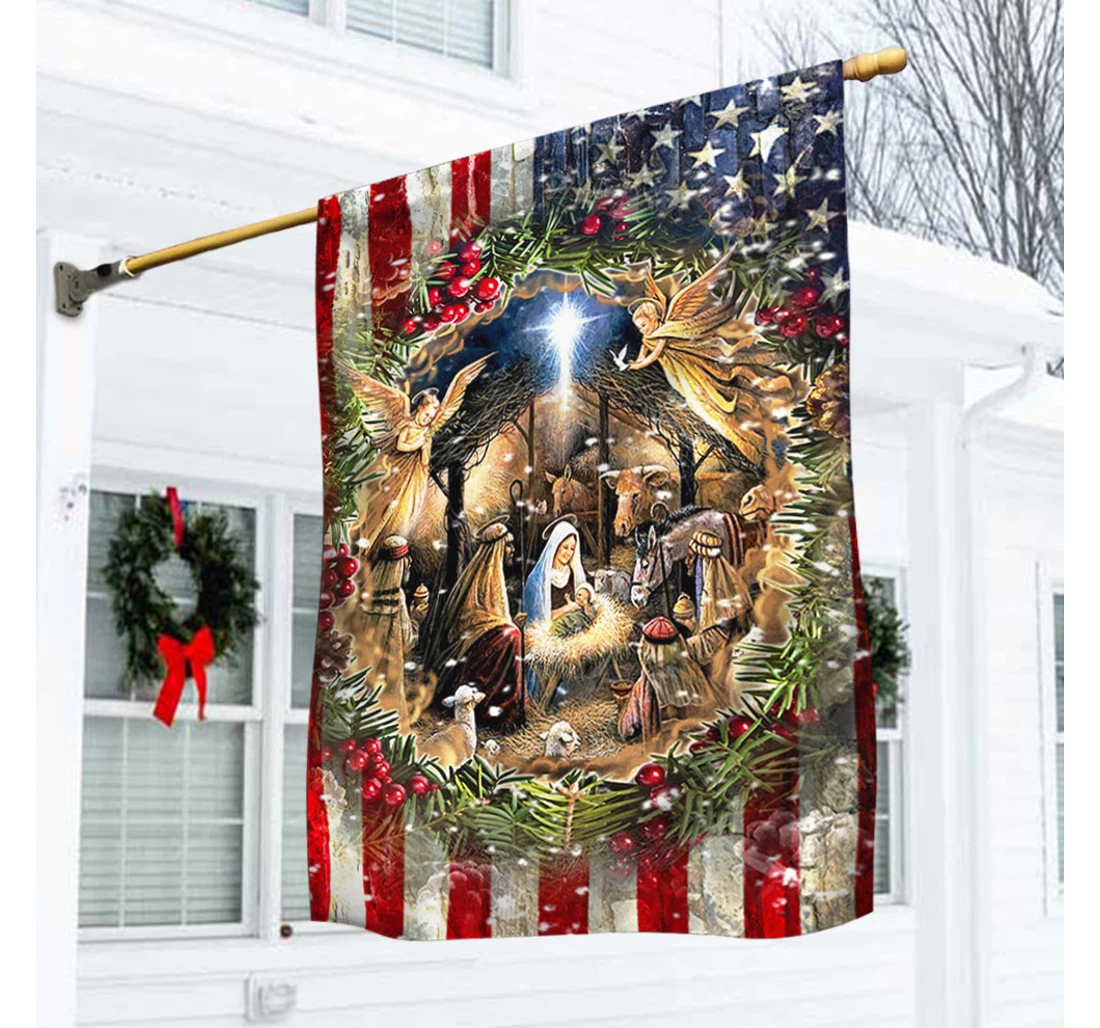 Jesus Is Born Nativity Of Jesus American Thh2775fv2 Printed Both-Sides, UV And Fade - Resistant Flag