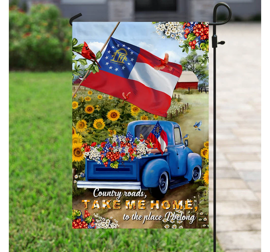 Georgia Country Roads Printed Both-Sides, UV And Fade - Resistant Flag
