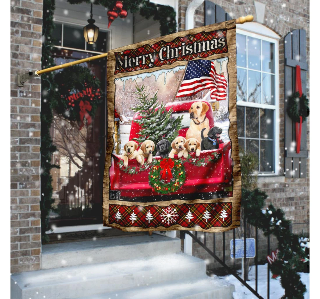Labrador Retriever Merry Christmas Printed Both-Sides, UV And Fade - Resistant Flag
