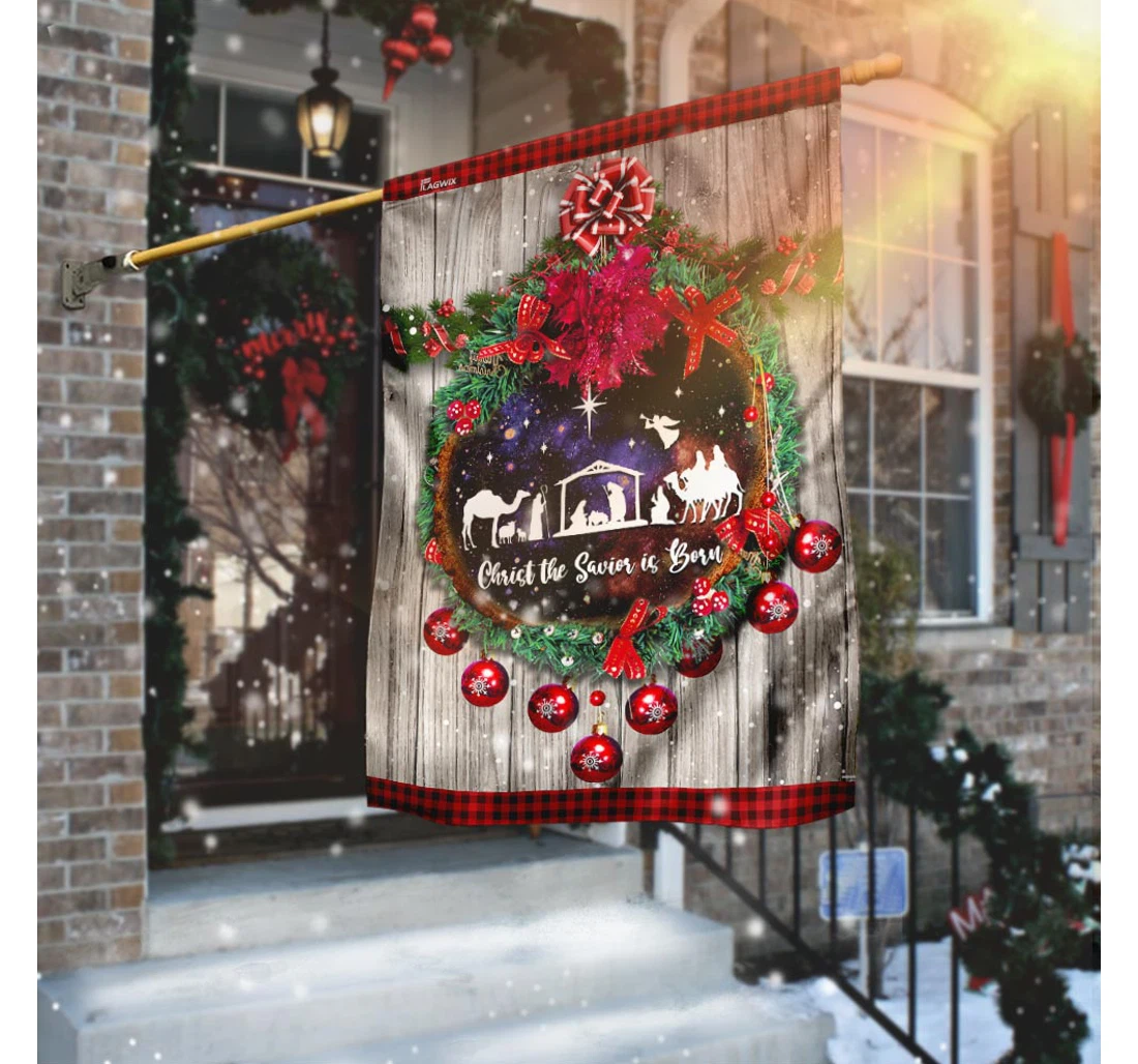 Christ The Savior Is Born Printed Both-Sides, UV And Fade - Resistant Flag