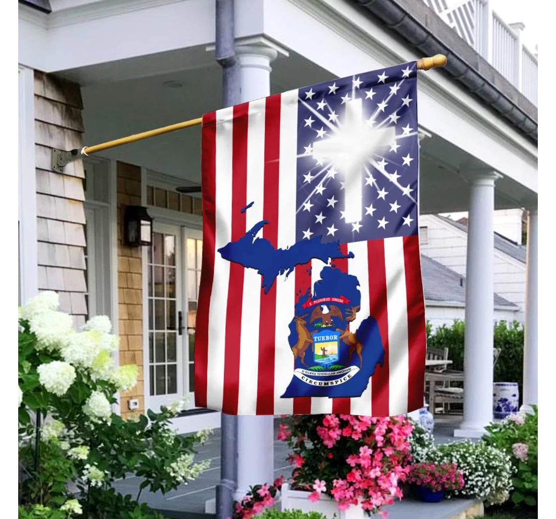Michigan God Bless Michigan Ddh2000fv9 Printed Both-Sides, UV And Fade - Resistant Flag