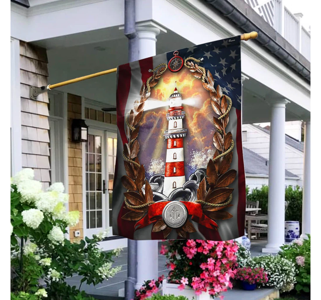 Lighthouse America Night Ntb177f Printed Both-Sides, UV And Fade - Resistant Flag