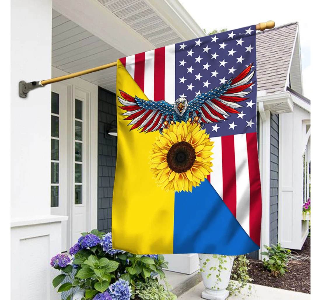 Ukraine Sunflower Ukrainian American Qtr25f Printed Both-Sides, UV And Fade - Resistant Flag