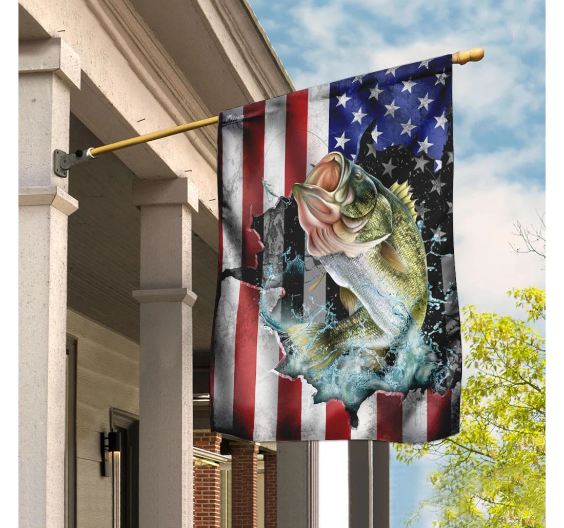 Bass Fishing Printed Both-Sides, UV And Fade - Resistant Flag