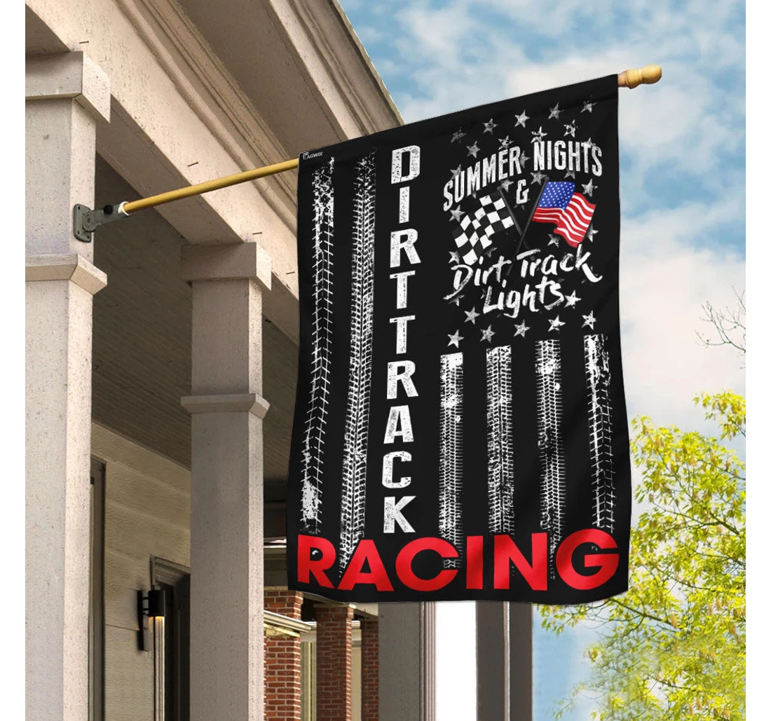 Dirt Track Racing Summer Nights Dirt Track Lights Printed Both-Sides, UV And Fade - Resistant Flag