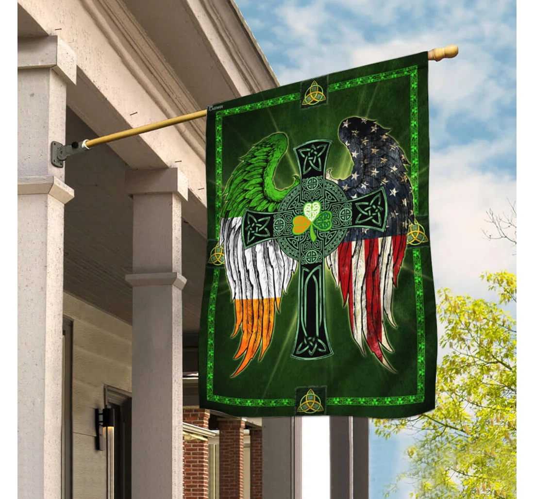 Irish American Printed Both-Sides, UV And Fade - Resistant Flag