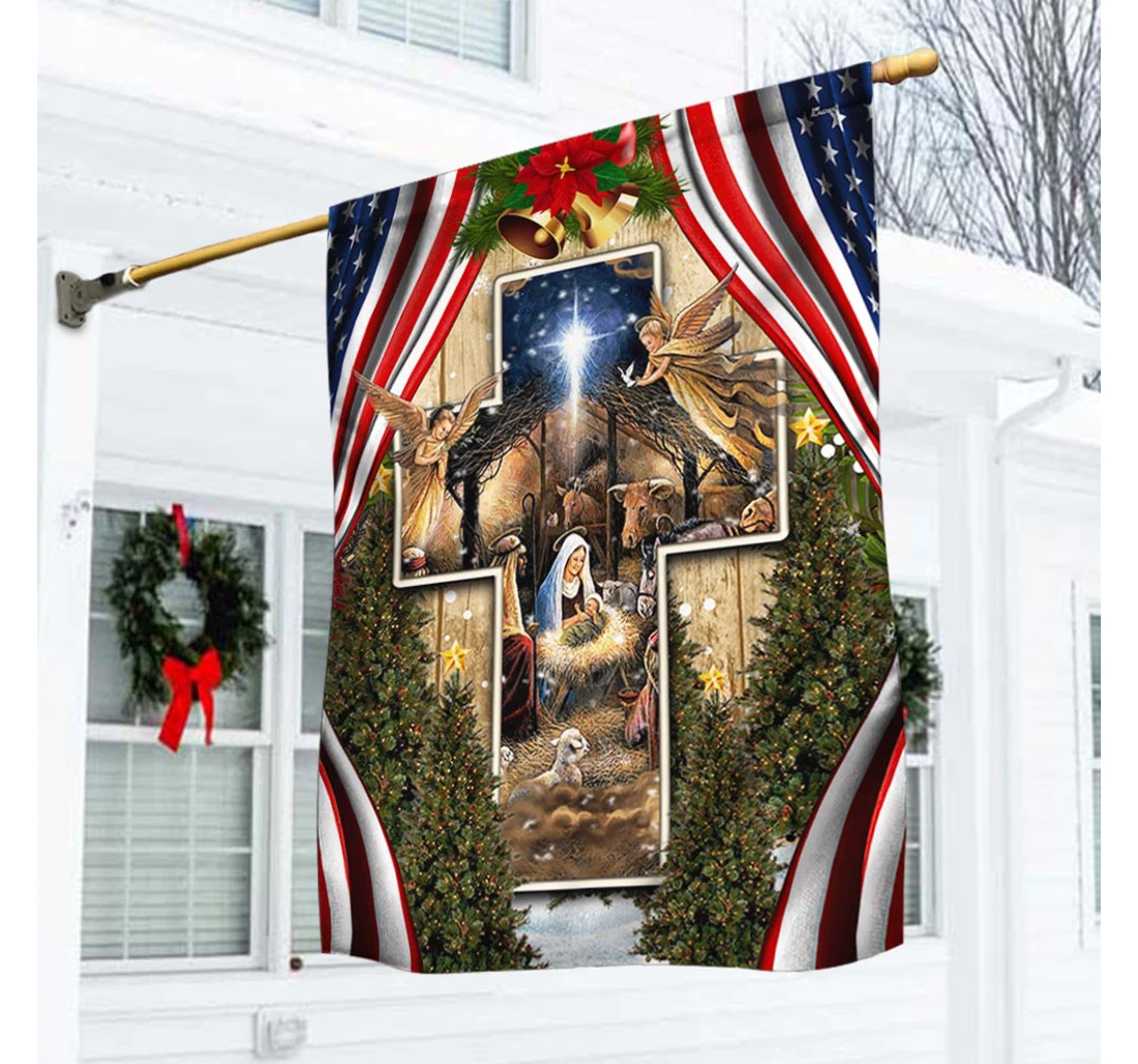 Jesus Christ Is Born Nativity Of Jesus Christmas American Thh3568f Printed Both-Sides, UV And Fade - Resistant Flag