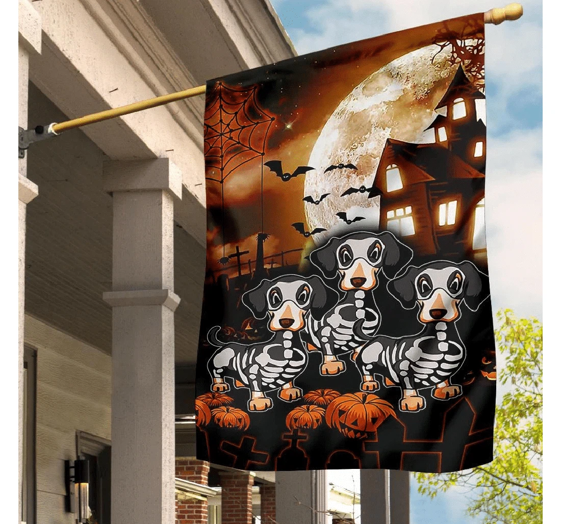 Dachshund Halloween Halloween Themed Hanging Halloween Printed Both-Sides, UV And Fade - Resistant Flag