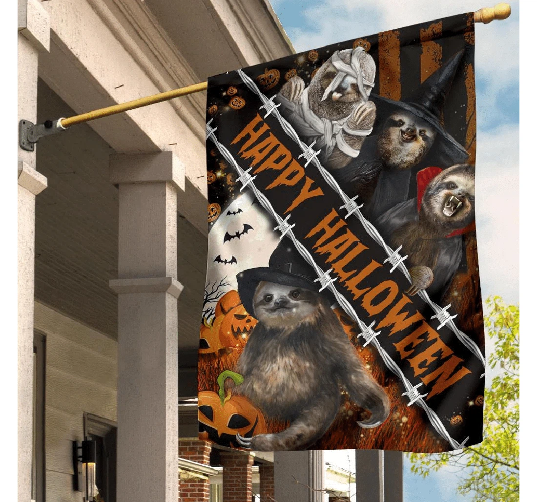 Sloths Costume Happy Halloween Sloth Merch Halloween Printed Both-Sides, UV And Fade - Resistant Flag