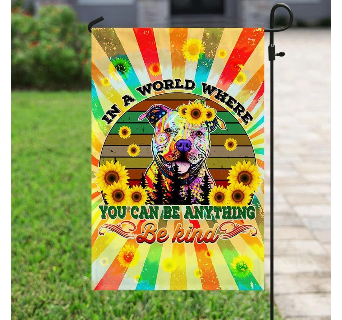 Hippie Peace Pit Bull Printed Both-Sides, UV And Fade - Resistant Flag