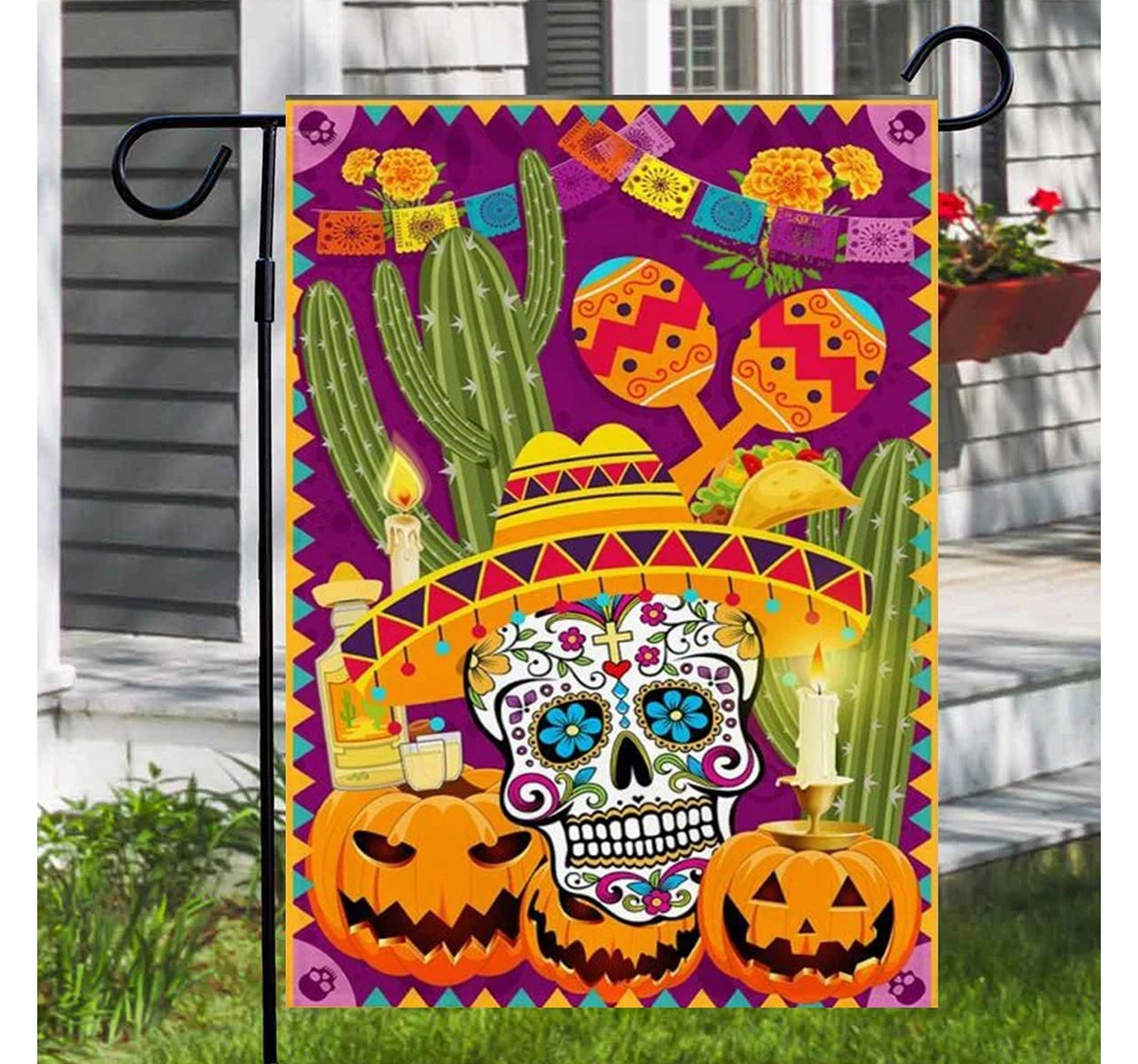 Halloween Sugar Skull Day Of The Dead Halloween Costume Halloween Printed Both-Sides, UV And Fade - Resistant Flag