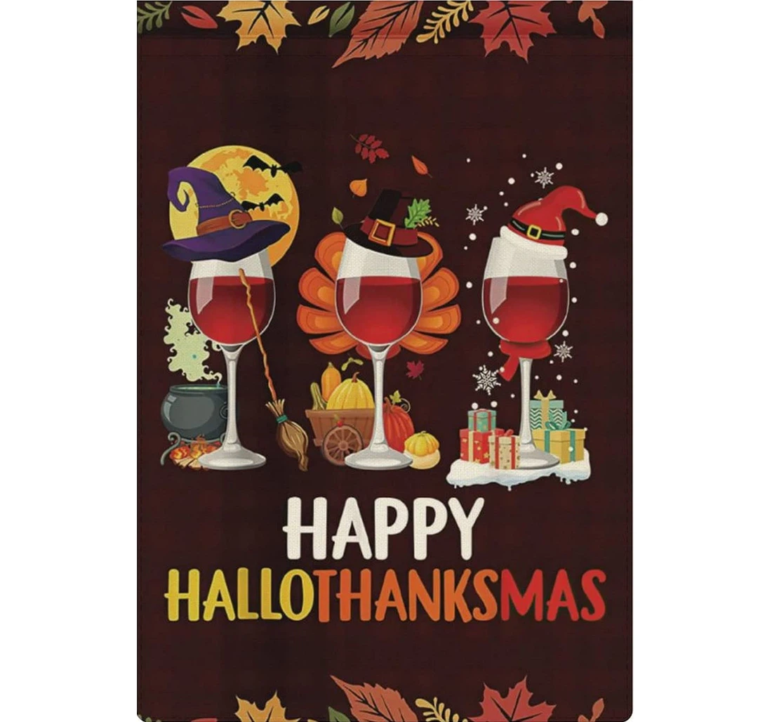 Wine Halloween Thanksgiving Christmas Lawn Printed Both-Sides, UV And Fade - Resistant Flag