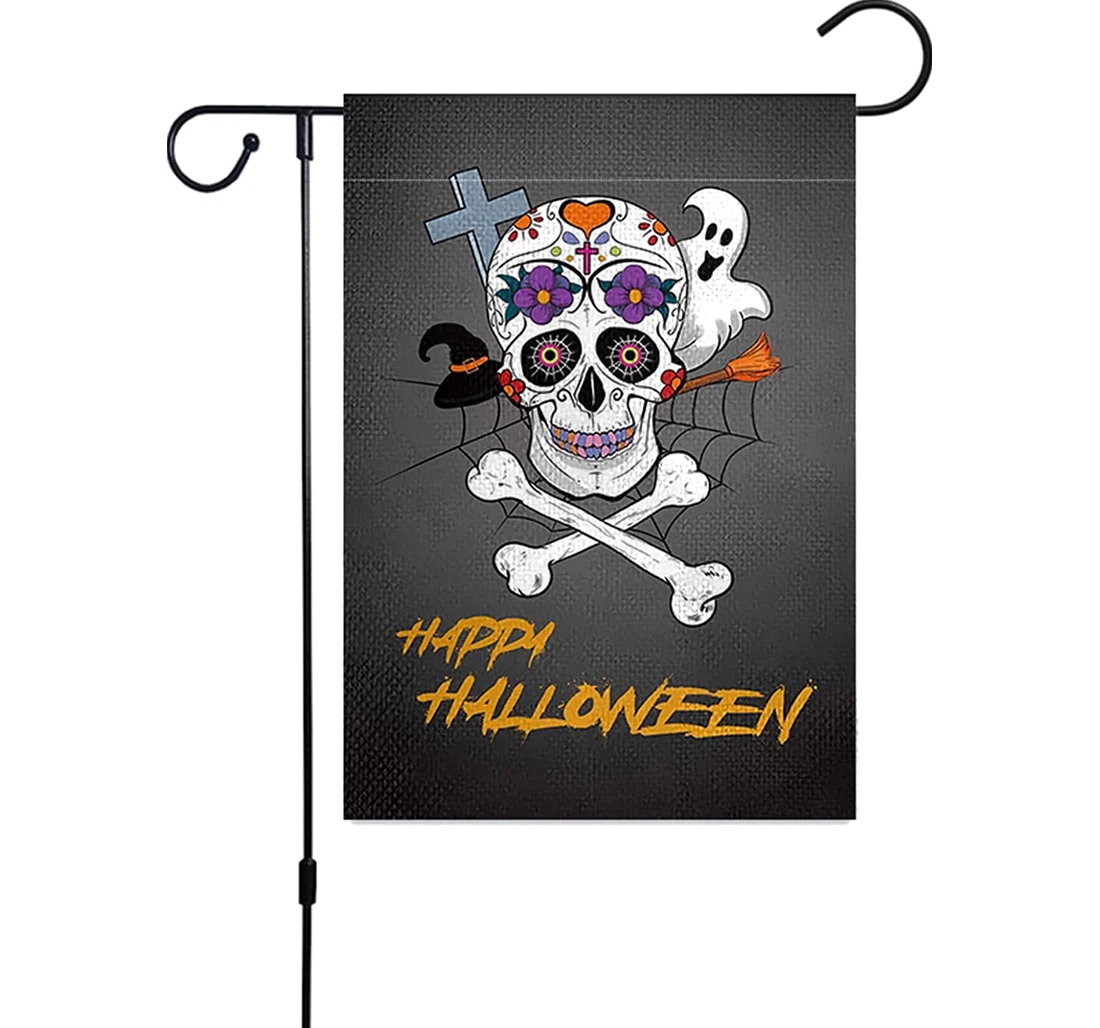 Halloween Halloween Skull Printed Both-Sides, UV And Fade - Resistant Flag