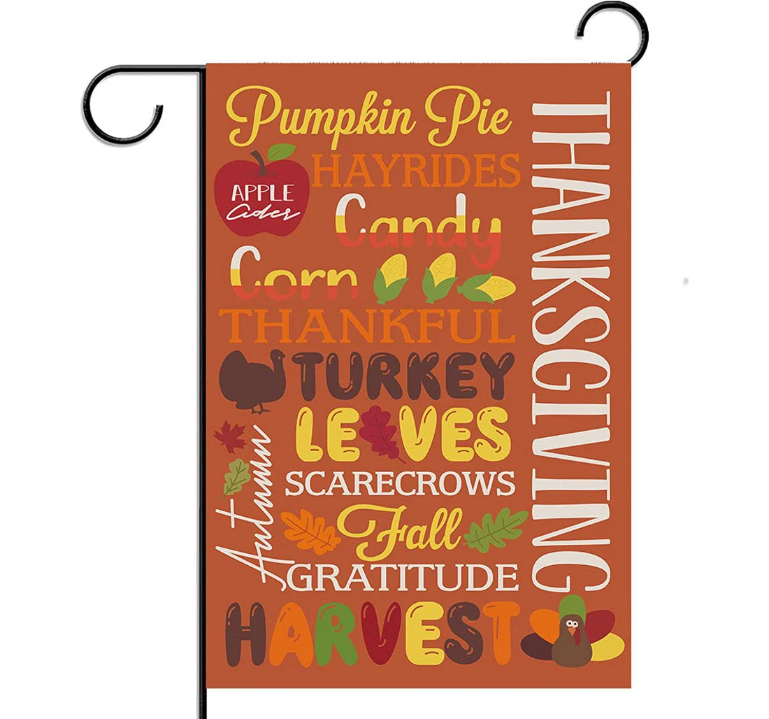 Thanksgiving Day Fall Harvest Pumpkin Thanksgiving Day Printed Both-Sides, UV And Fade - Resistant Flag