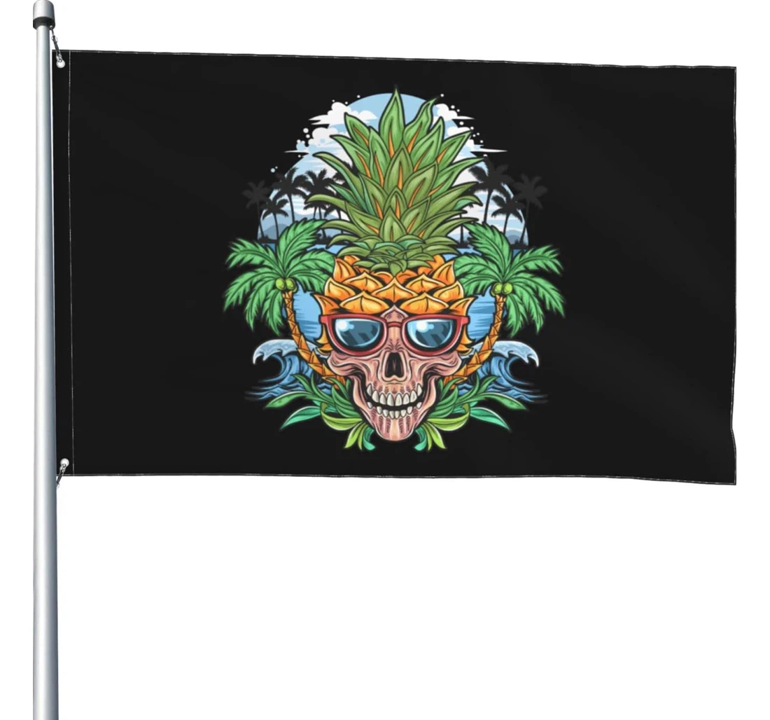 Pineapple Skull Large Size Party Printed Both-Sides, UV And Fade - Resistant Flag