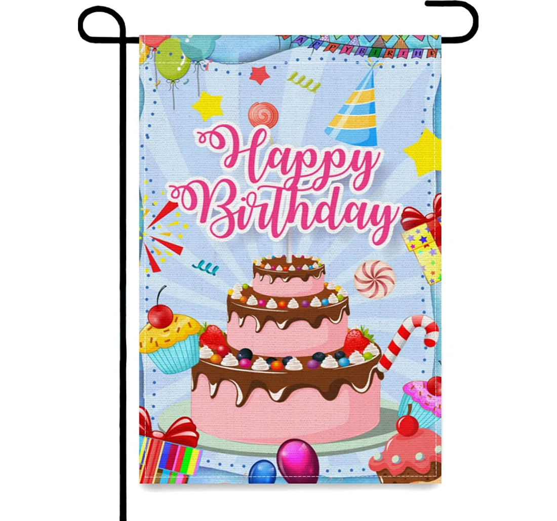 Happy Birthday Farm Seasonal Décor Inch,03 Printed Both-Sides, UV And Fade - Resistant Flag