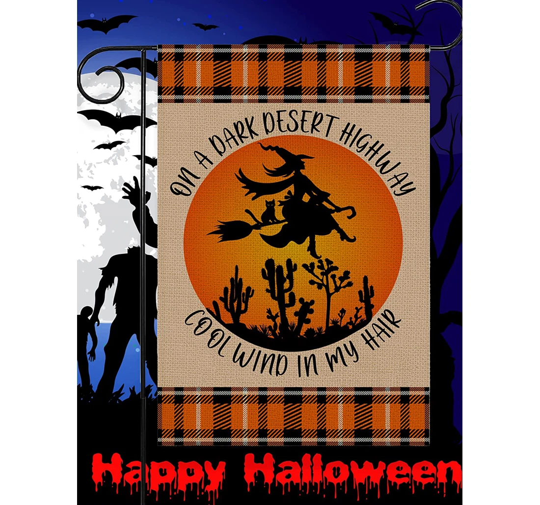 Halloween Happy Halloween Sign, Hocus Printed Both-Sides, UV And Fade - Resistant Flag