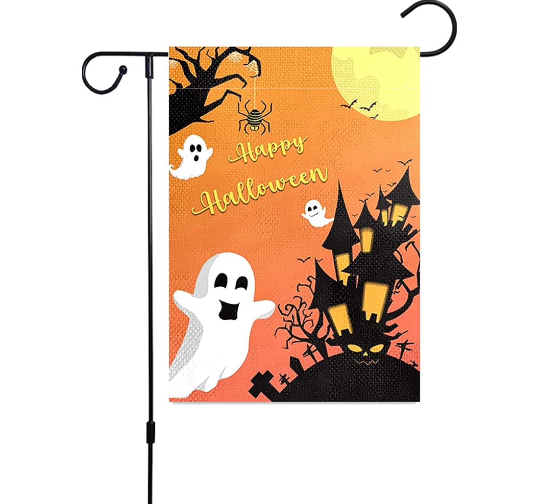 Halloween Ghost Happy Halloween Printed Both-Sides, UV And Fade - Resistant Flag