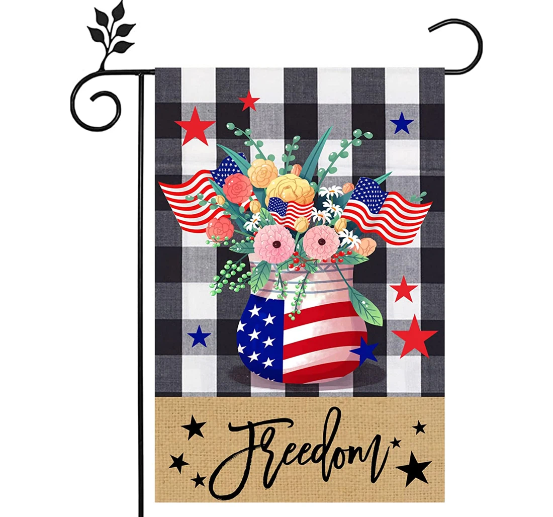 Memorial Day 1218inch 4th Of July Independence Day Patriotic Floral Party Printed Both-Sides, UV And Fade - Resistant Flag