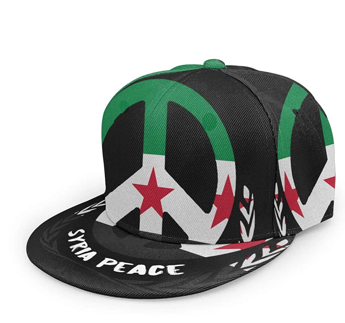 Personalized Syria Flag Peace Snapback Flat Bill Hip Hop Hats Unisex Snapback, Classic Baseball Cap