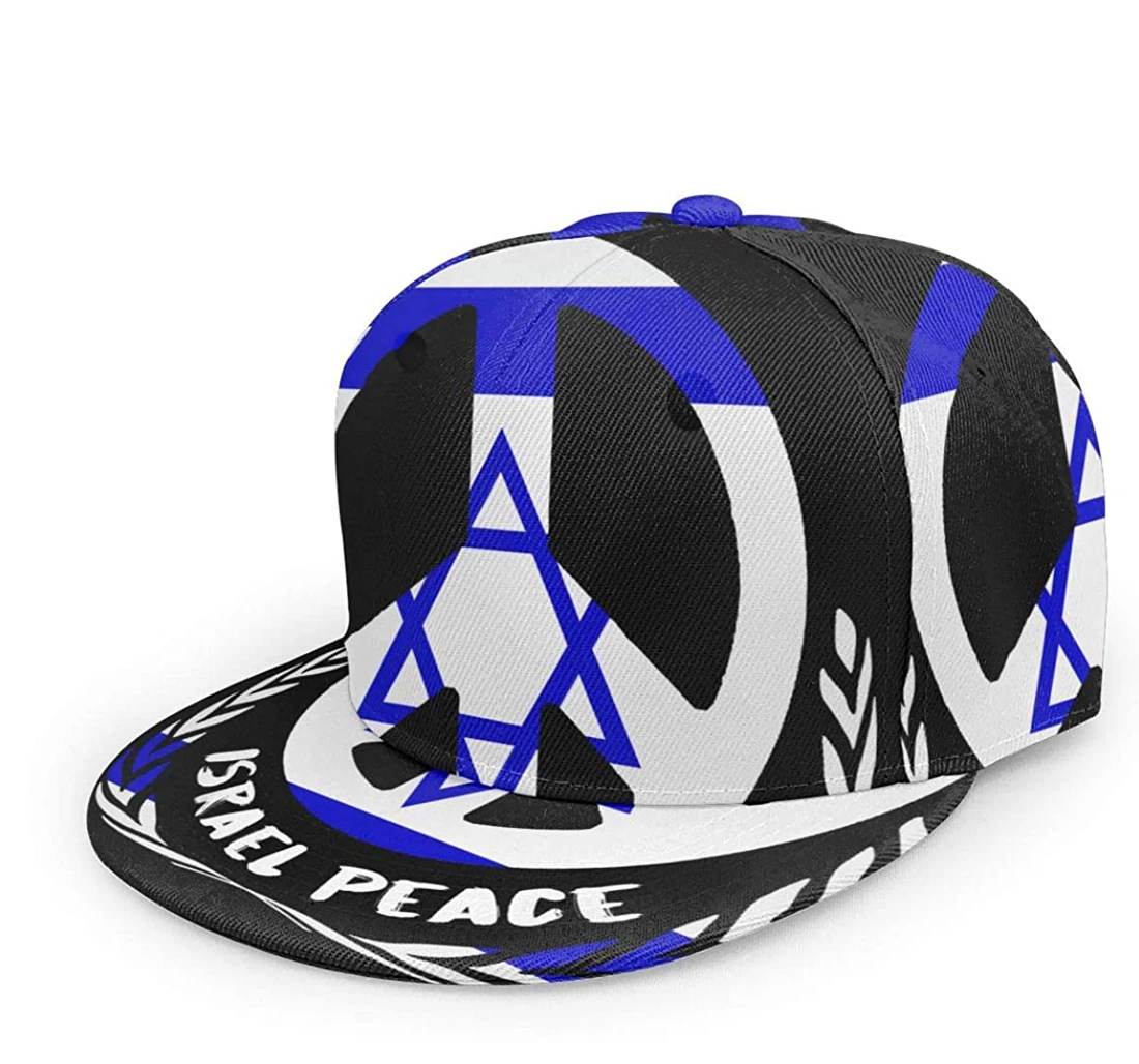 Personalized Israel Flag Peace Snapback Flat Bill Hip Hop Hats Unisex Snapback, Classic Baseball Cap