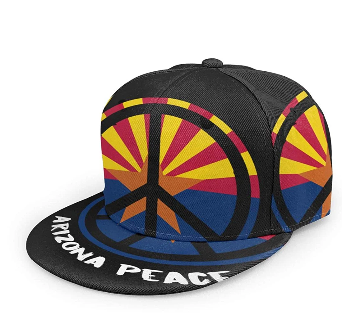 Personalized Arizona Flag Peace Snapback Flat Bill Hip Hop Hats Unisex Snapback, Classic Baseball Cap
