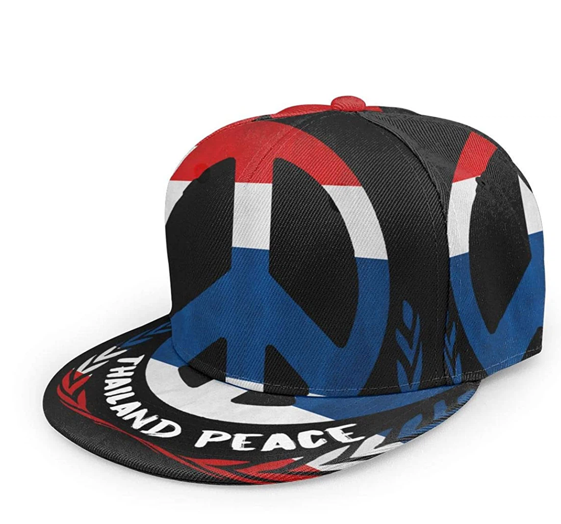 Personalized Thailand Flag Peace Snapback Flat Bill Hip Hop Hats Unisex Snapback, Classic Baseball Cap