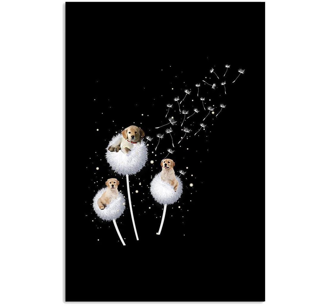 Poster, Canvas - Golden Retriever Dandelion Trending Dog Lovers Vertical Print Framed Wall Art