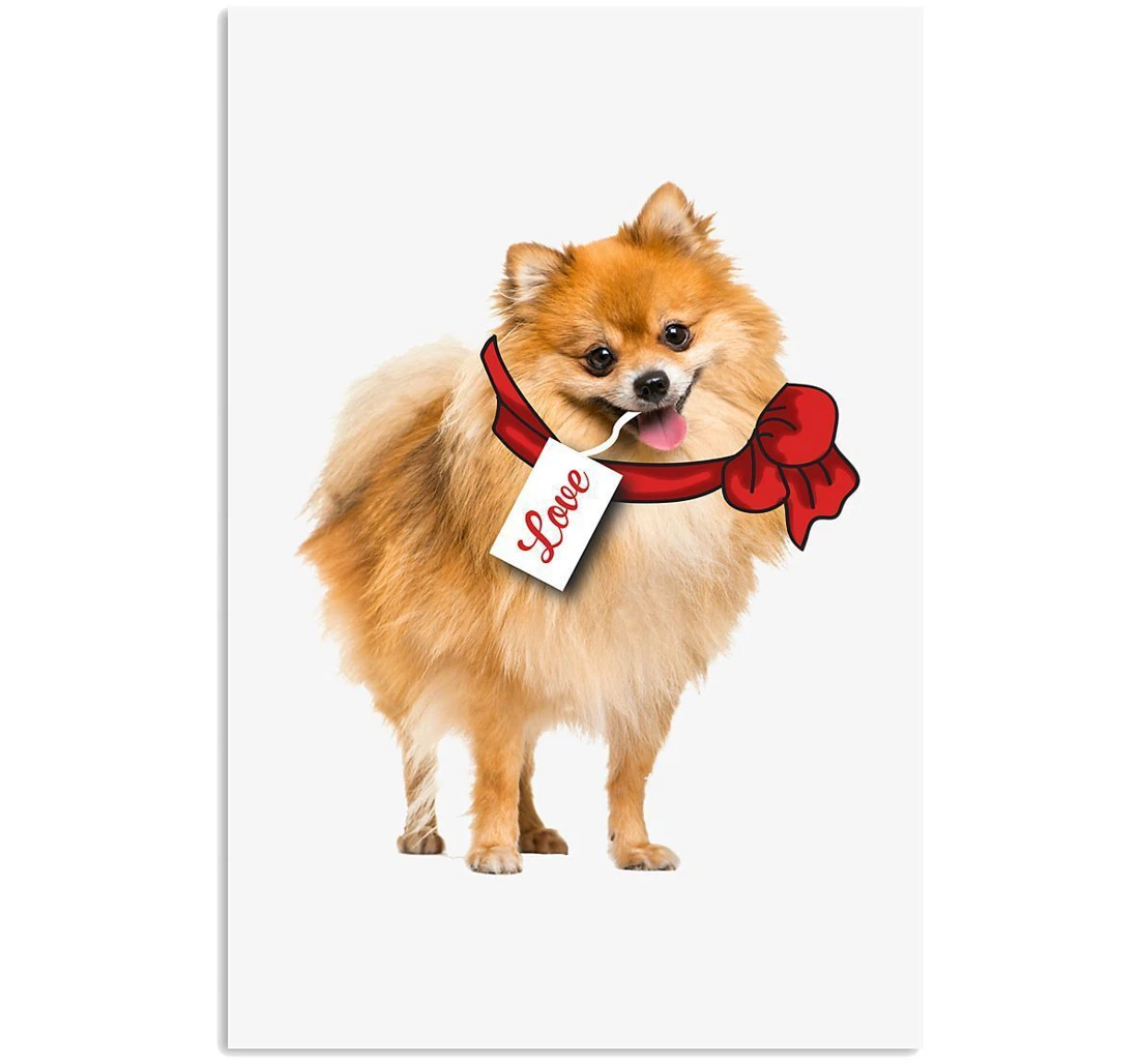 Poster, Canvas - Pomeranian Love You Forever Valentine Vertical Print Framed Wall Art