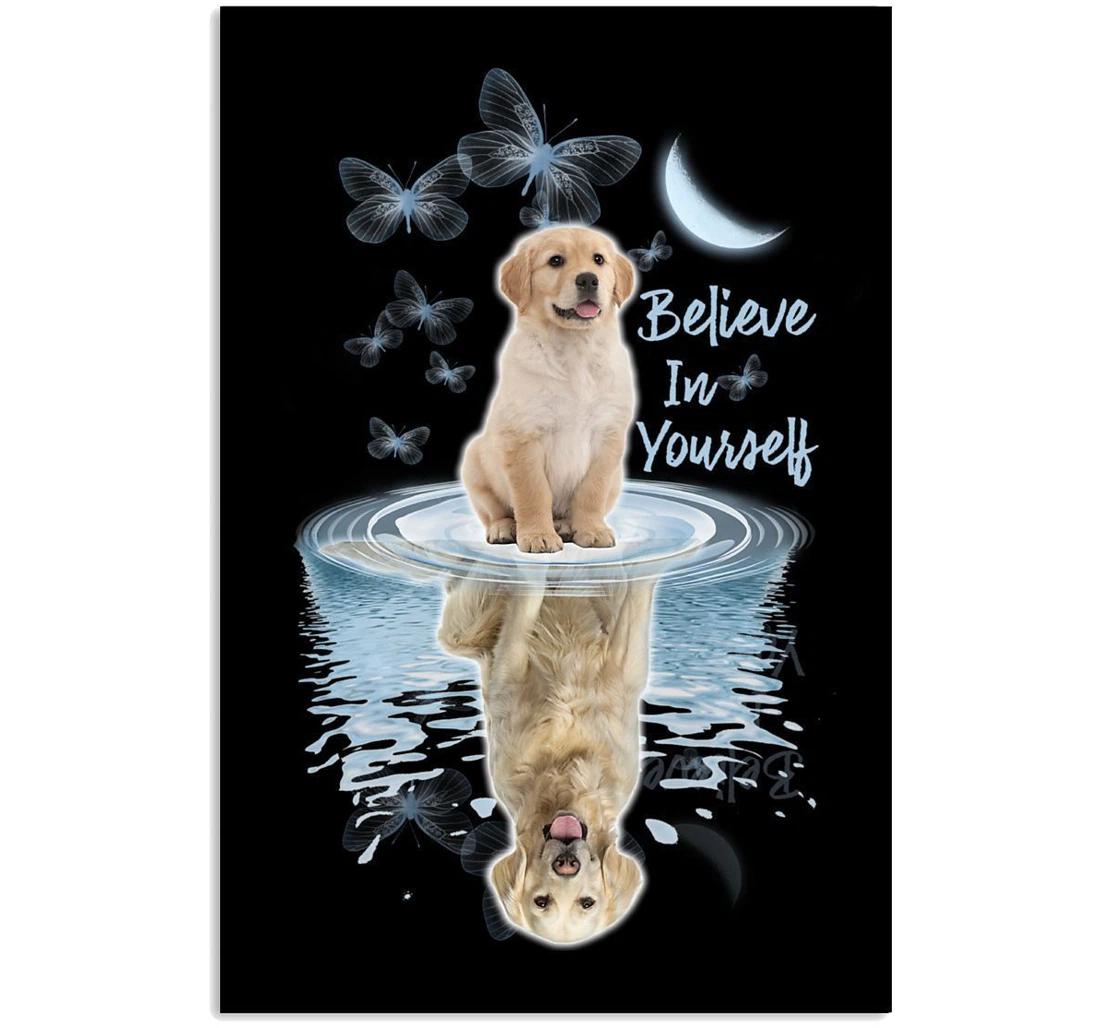 Poster, Canvas - Golden Retriever Believes In Yourself Trending Dog Lovers Vertical Print Framed Wall Art