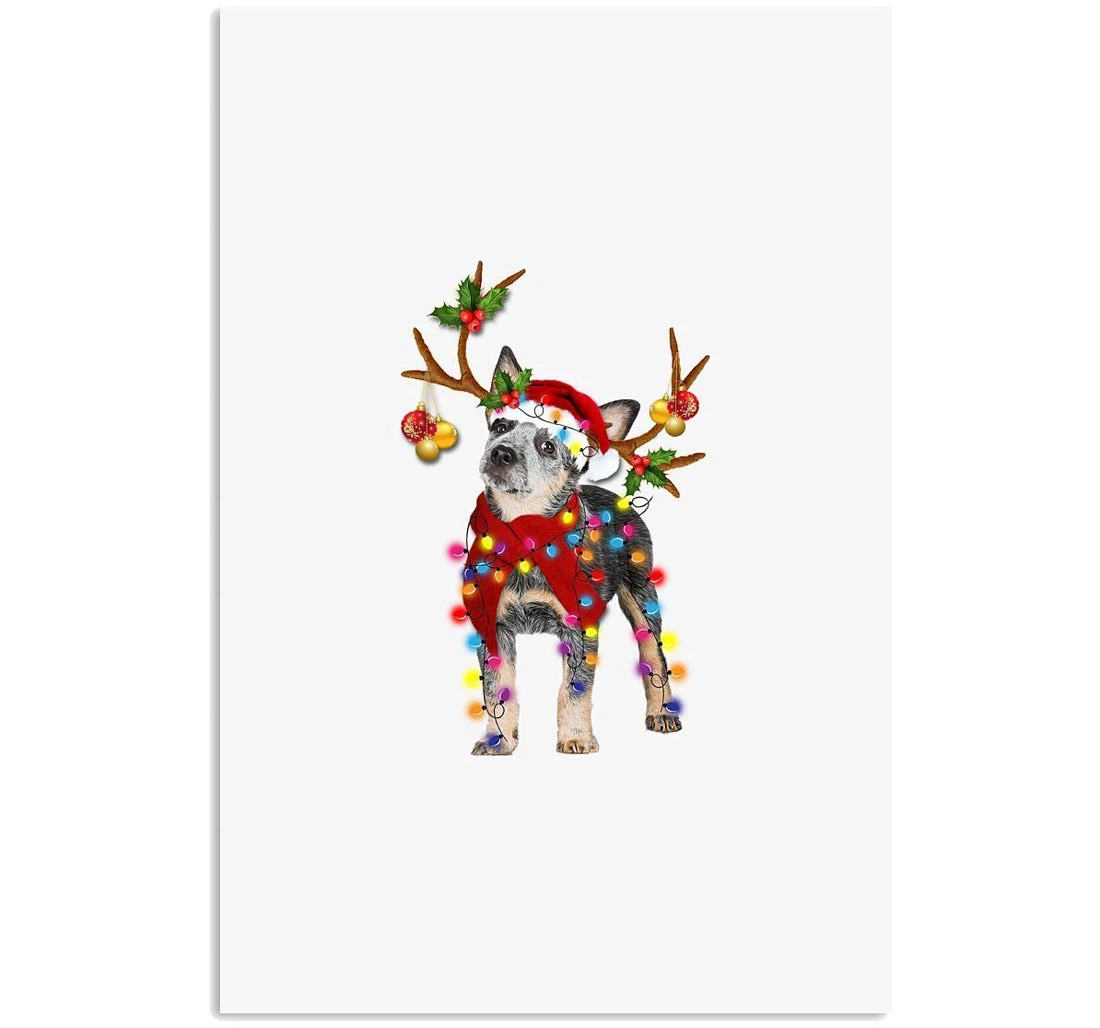 Poster, Canvas - Heeler Gorgeous Reindeer Black Sweater Vertical Print Framed Wall Art
