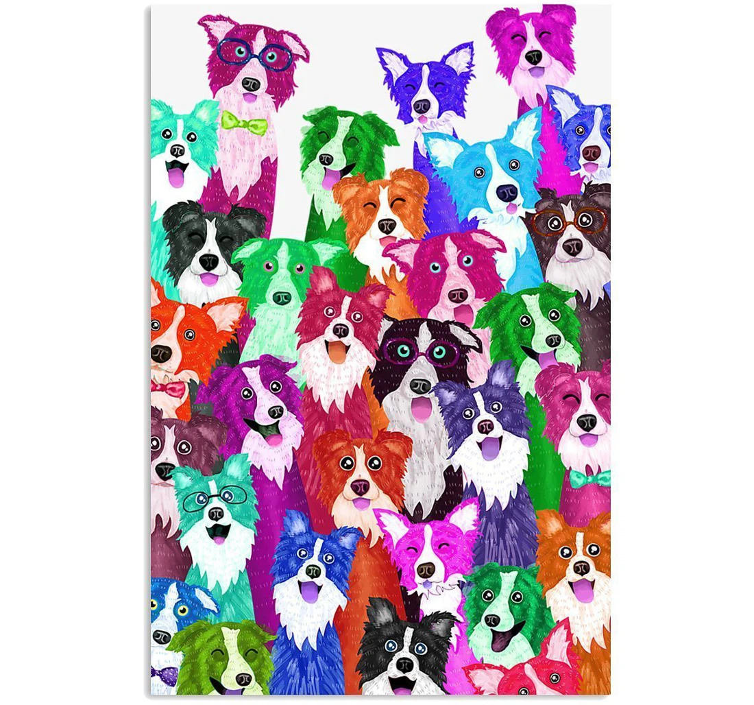 Poster, Canvas - Border Valentine Cutest Custom Design Gifts Dog Lovers Vertical Print Framed Wall Art