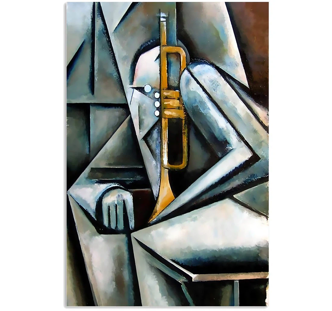 Poster, Canvas - Trumpet Image Trending Music Instrument Lovers Vertical Print Framed Wall Art