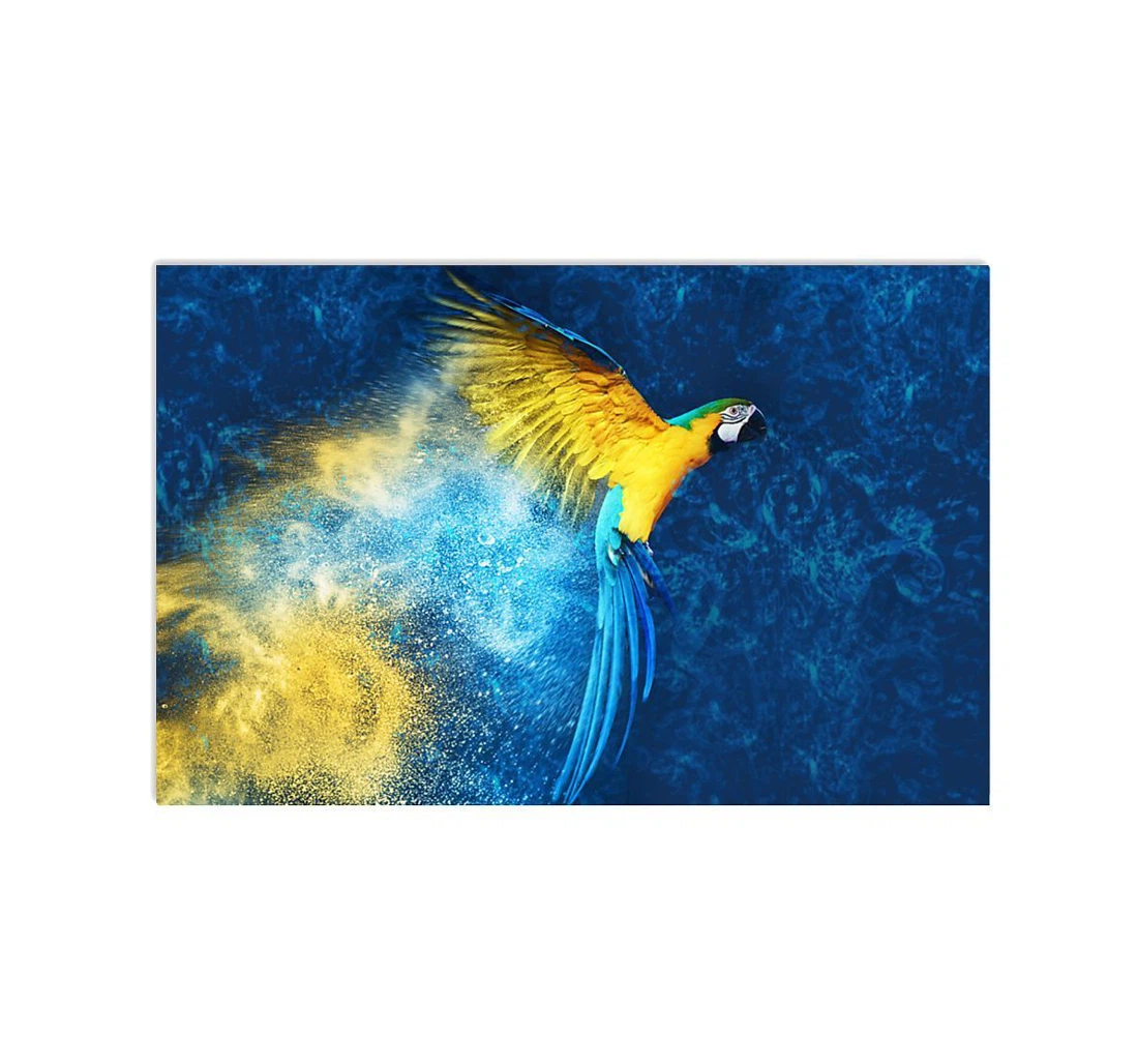 Poster, Canvas - Parrot All Over Blue Trending Parrot Lovers Print Framed Wall Art