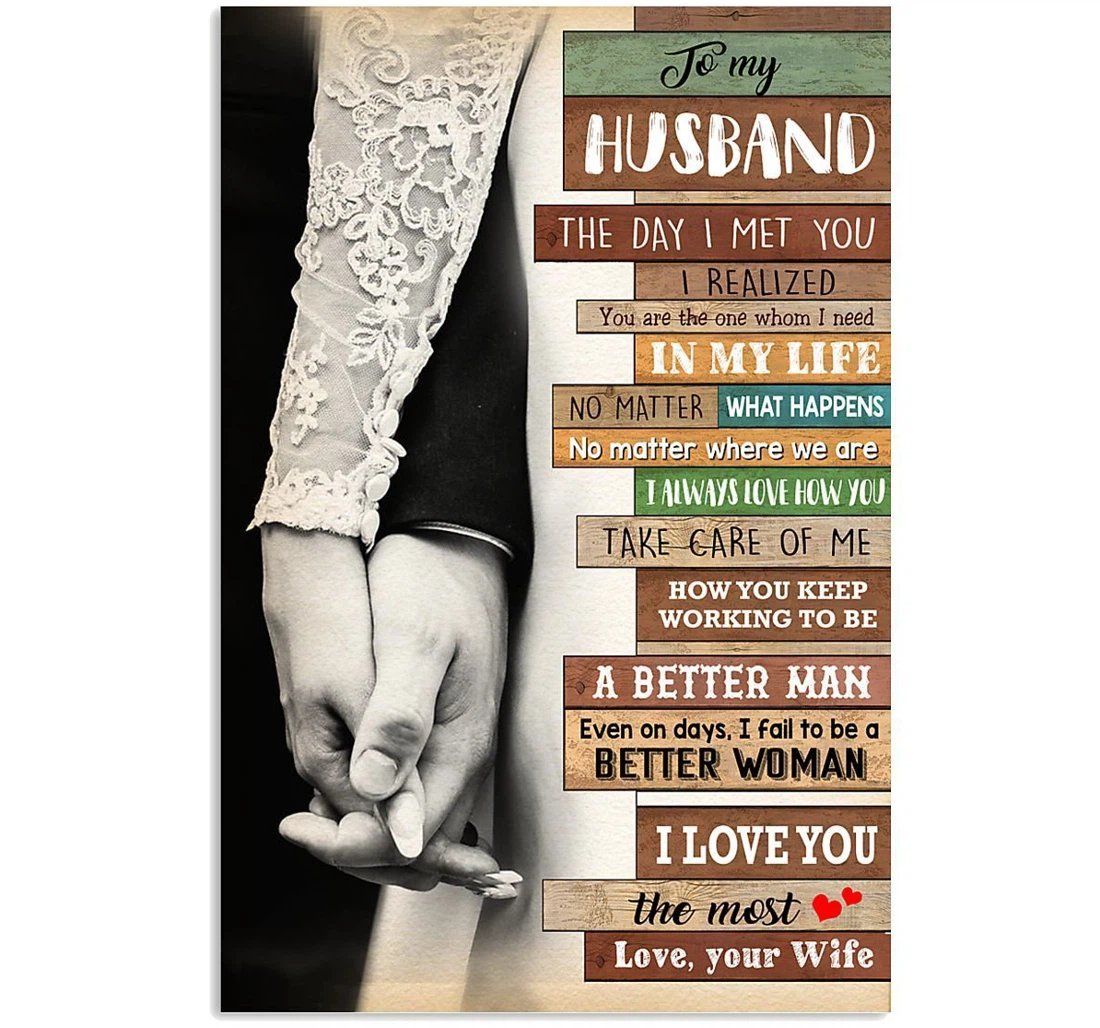 Poster, Canvas - Pattern Happy Father's Day Vertical Husband The Day I Met You Print Framed Wall Art