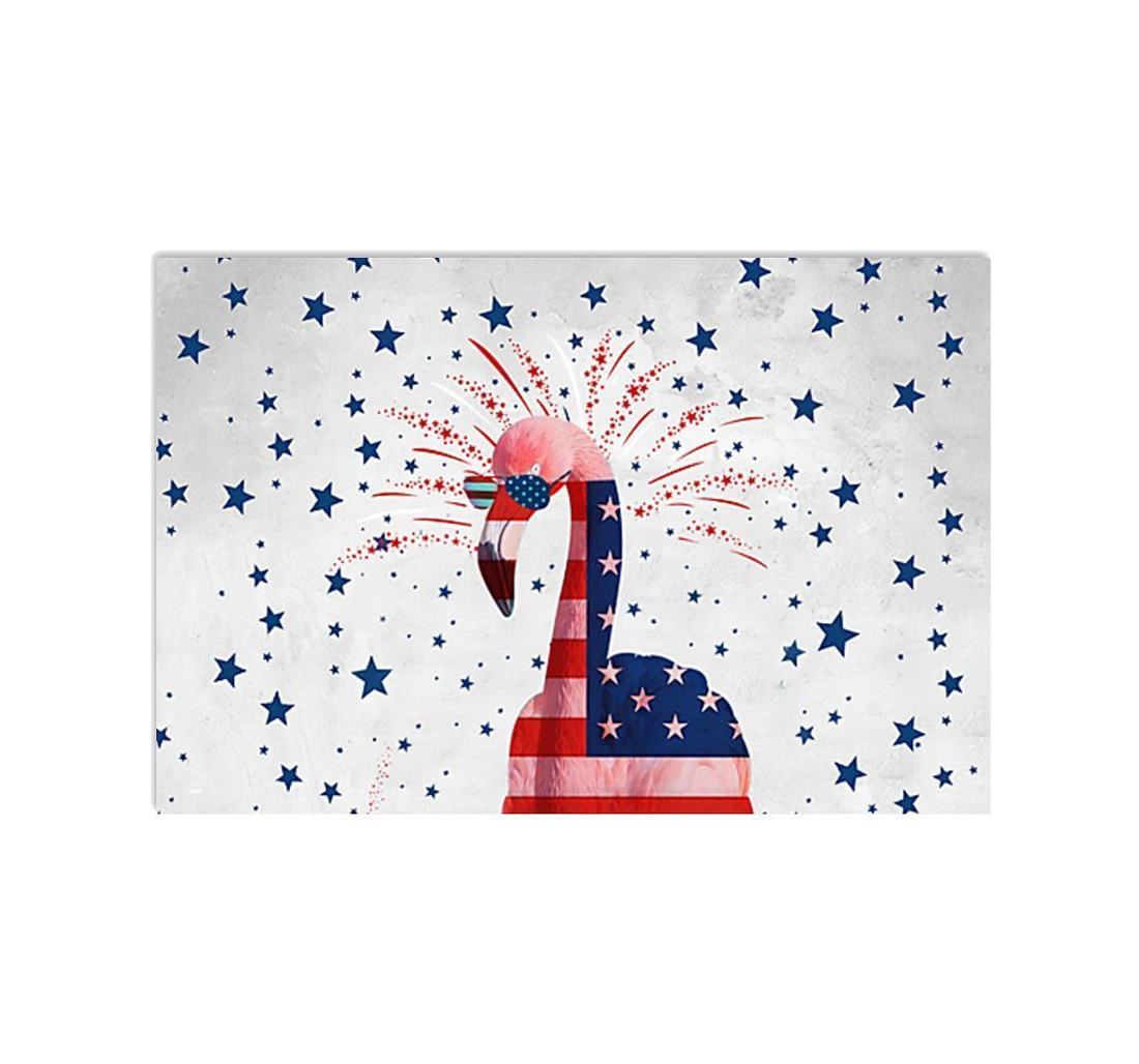Poster, Canvas - Flamingo Happy America's Independence Day Special Custom Design Print Framed Wall Art
