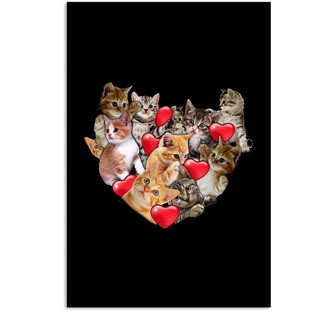 Poster, Canvas - Cat Baby Heart Valentine Vertical Print Framed Wall Art